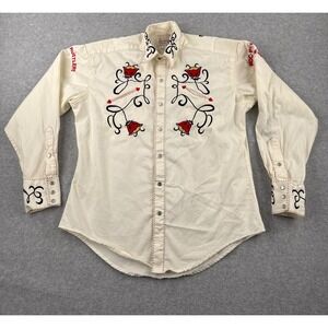 Rockmount Ranch Wear Shirt Mens Small Embroidered Pearl Snap Commemorative #80